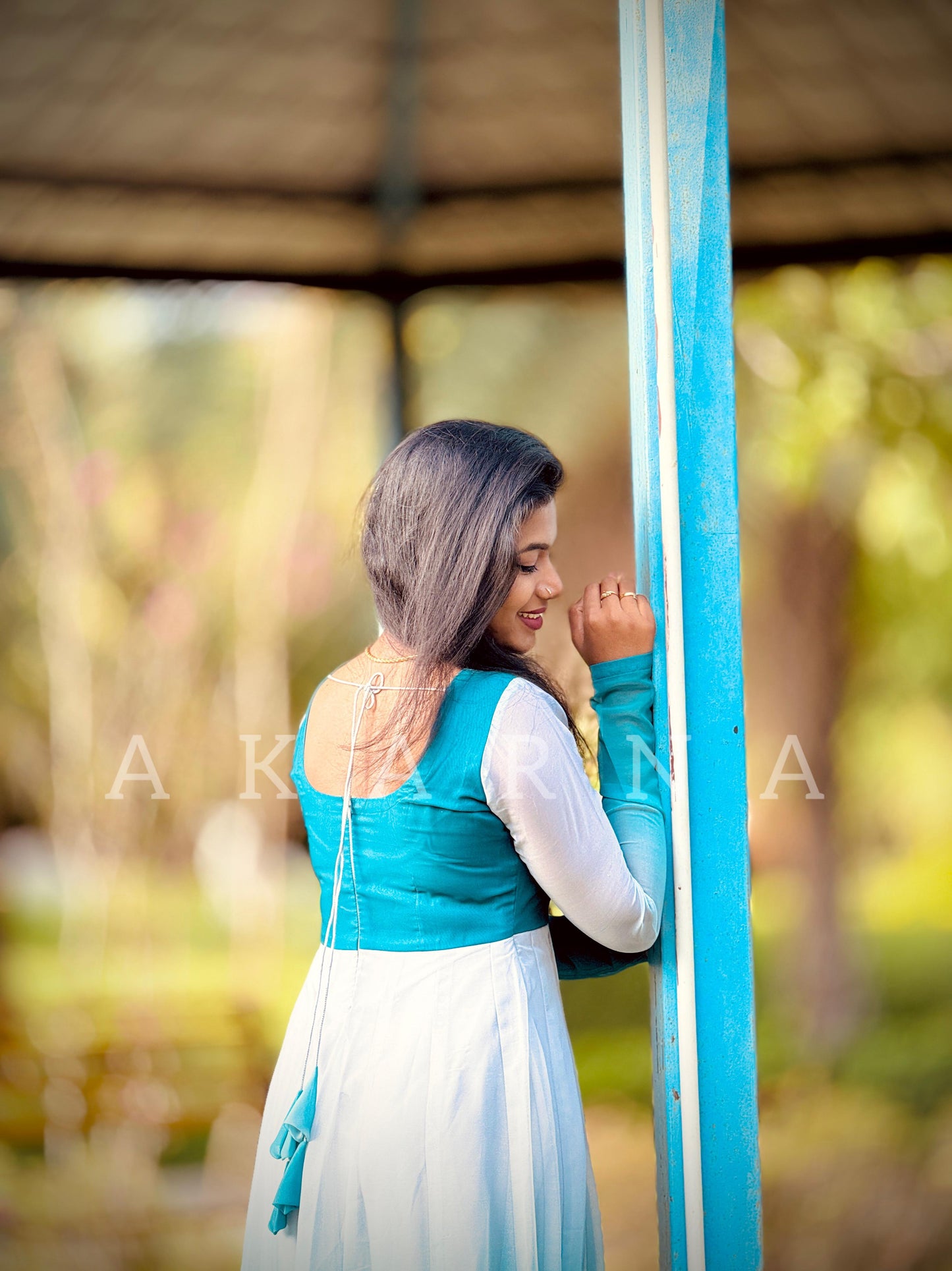 Neela Vaanam Collection~ Blue White Ombre Gown