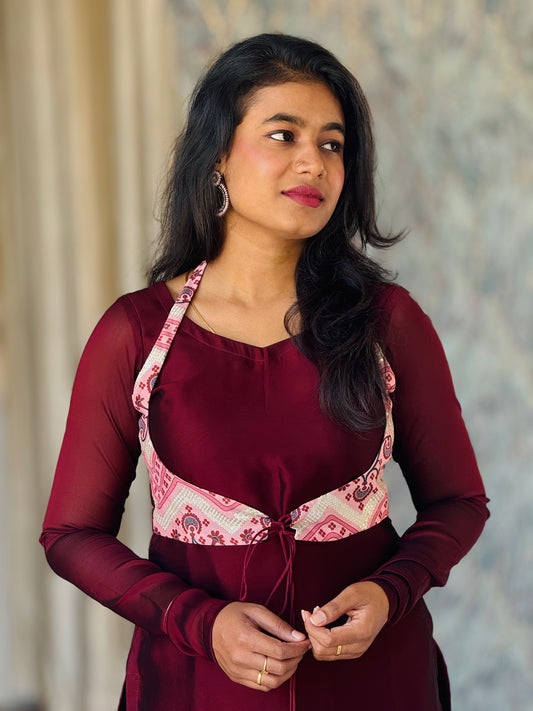Maroon Wine Georgette Kurti for Women