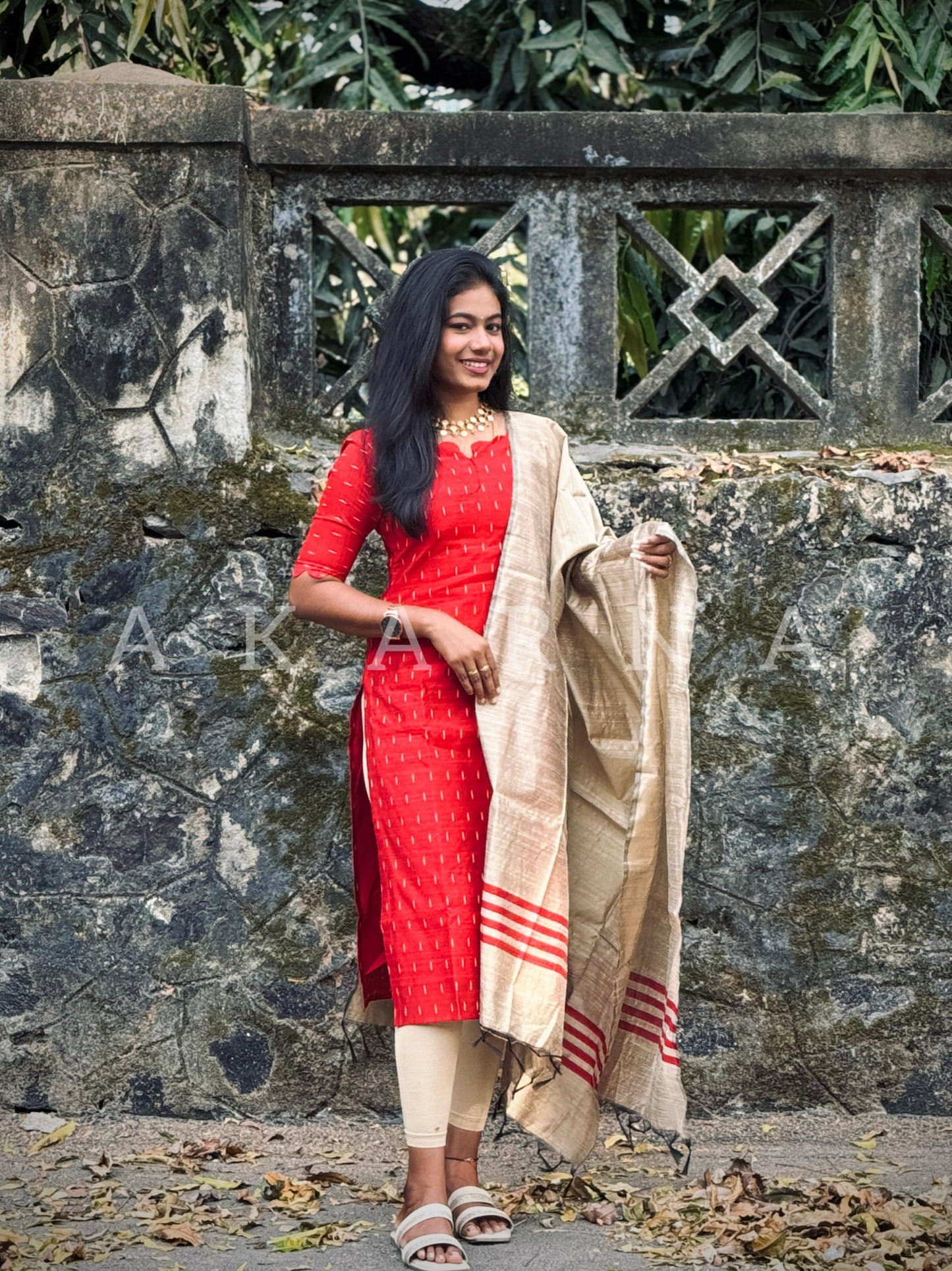 Red Raw Silk Kurti