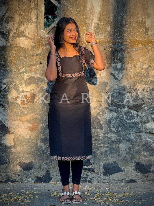 Raw Silk Black Kurti