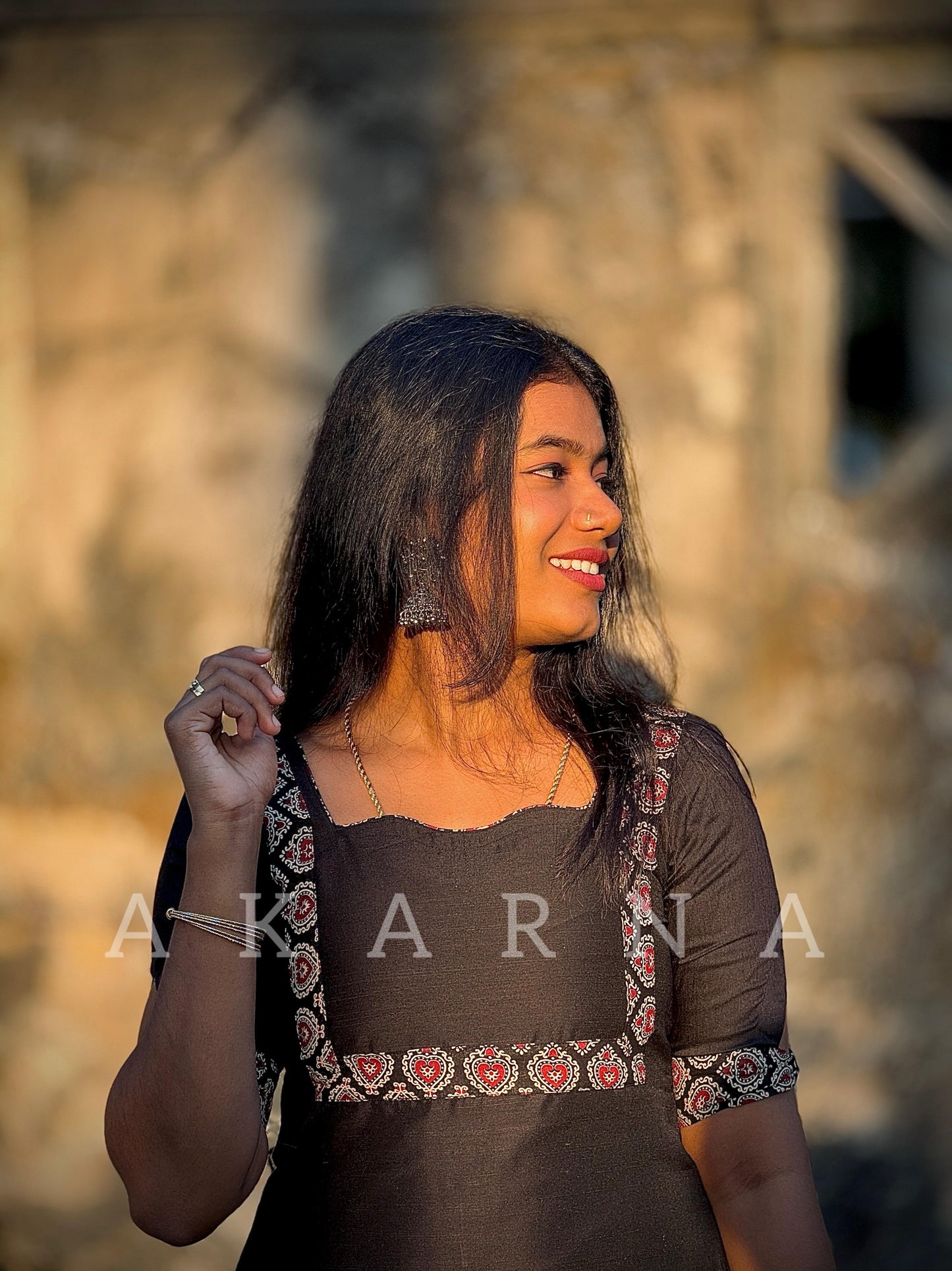 Raw Silk Black Kurti