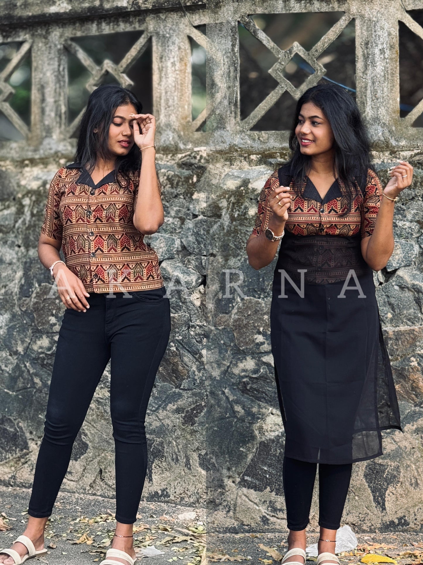 Two in one shirt with Georgette overcoat