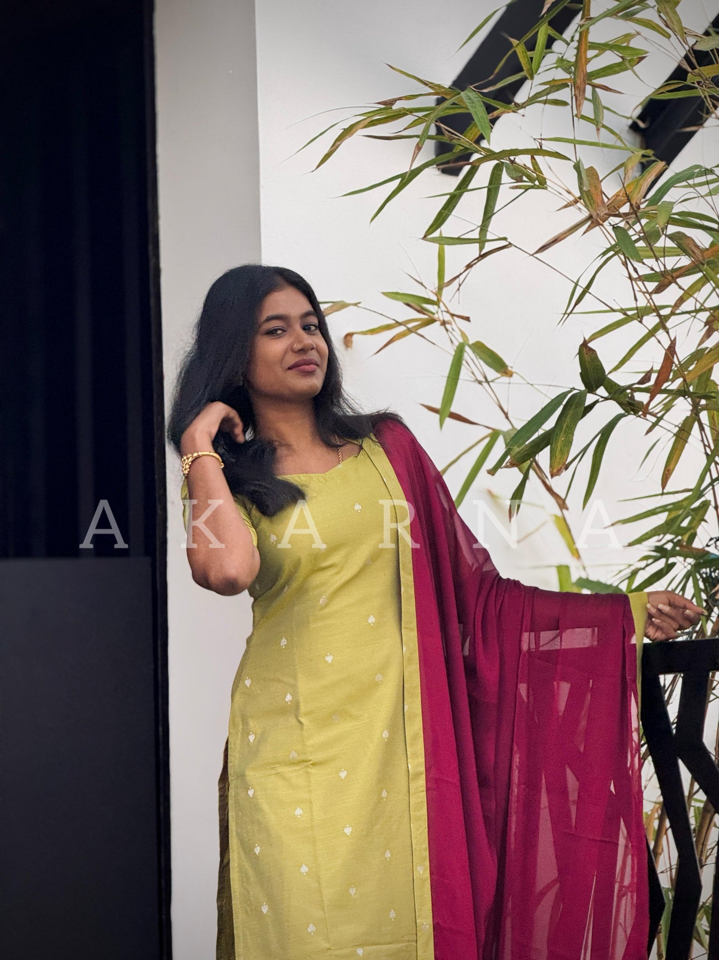 Raw Silk Kurti With Georgette Dupatta