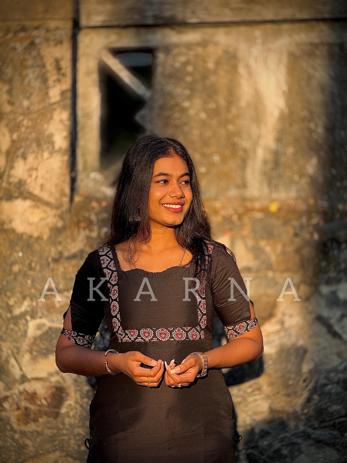 Raw Silk Black Kurti